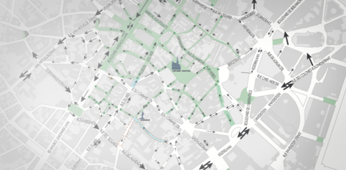 a map of the pedestrian zone in Brussels